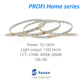 LED pásik PROFI Home 10,1W/24V, 98 LED/m CRI>80  (WW 2700K) - 1088lm/m 