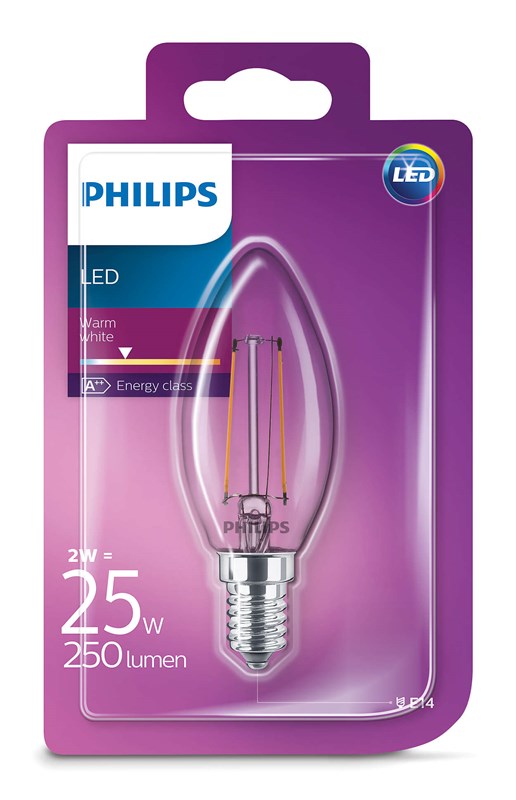 Philips LED Deco CLB25 2W E14 Teplá biela 2700K