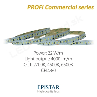 LED pás PROFI Commercial 22W/m 128LED/m CRI80 (WW 2700K) - 3900lm/m