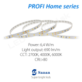 LED pásik PROFI Home LONG 6,4W/24V, 60 LED/m CRI>80 (WW 2700K) - 670lm/m