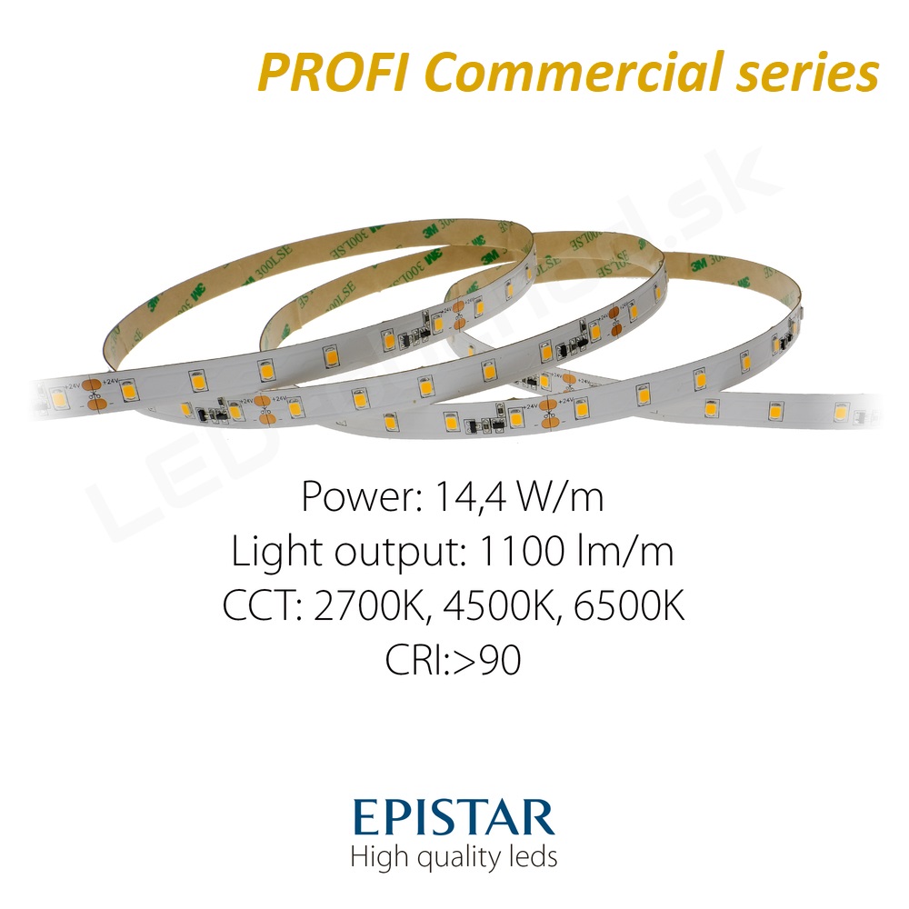 LED pás PROFI Commercial 14,4W/m 60LED/m CRI97 (CW 6000K) - 1100lm/m