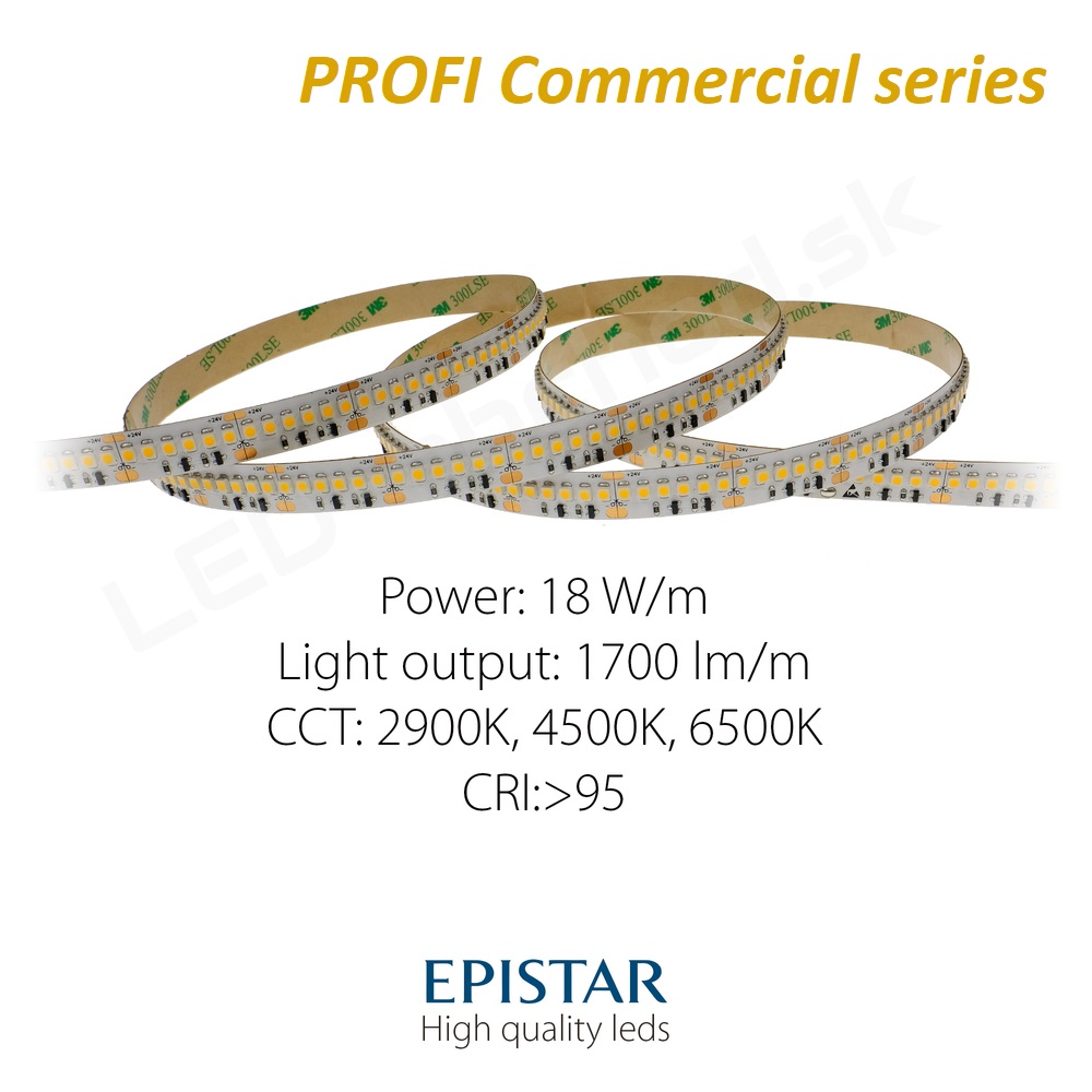 LED pás PROFI Commercial 18W/m 228LED/m CRI90 (CW 6000K) - 1700lm/m