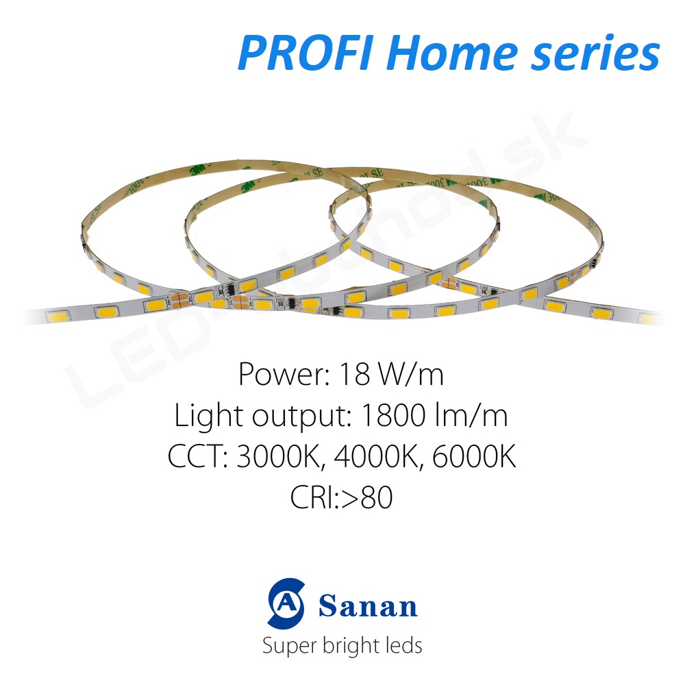 LED pás PROFI Home 18W/24V, 70 LED/m CRI>80 (WW 2700K) - 1800lm/m
