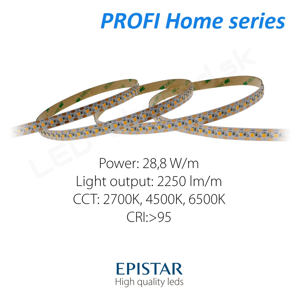 LED pás PROFI Home 28,8W/24V - 1P CRI>95 (WW 2700K) - 2300lm/m