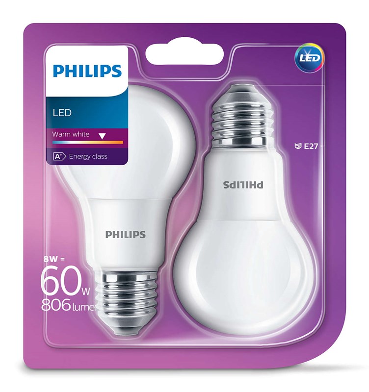 Philips LED CLA60 8W  E27 Teplá biela 2700K