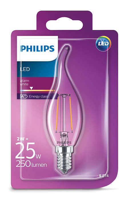 Philips LED Deco CLB25 2W E14 Teplá biela 2700K