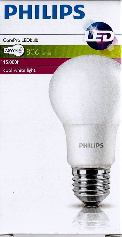 Philips LED CLA60 7,5W E27 Studená  4000K