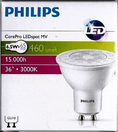 Philips LED SPOT65 36 6,5W GU10 Biela 3000K