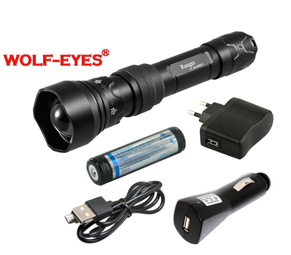 Nabíjateľný prísvit k nočnému videniu Wolf-Eyes Ranger IR850, USB v.2017 set
