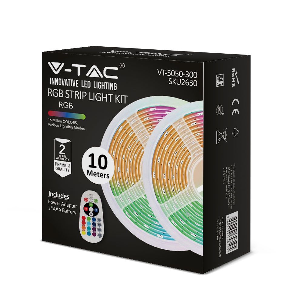 SET STANDAR LED pás RGB 4,8W/m 2x5m, 12V, 30ks/m, RGB, 500lm, (5050) VT5050 300 