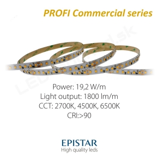 LED pás PROFI Commercial 19,2W/m 120LED/m CRI97 (WW 2700K) - 1600lm/m