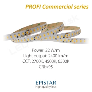 LED pás PROFI Commercial 22W/m 126LED/m CRI97 (WW 2700K) - 2300lm/m