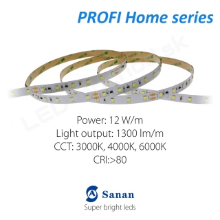 LED pás PROFI Home 12W/24V, 60 LED/m CRI>80 (WW 3000K) - 1200lm