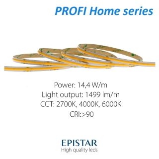 LED pás PROFI Home 10W/24V - COB 378LED CRI>90 (WW 2700K) - 1000lm/m model 2020