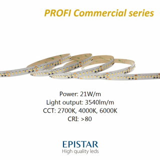 LED pás PROFI Commercial 21W/m 160LED/m CRI80 (WW 2700K) - 3374lm/m