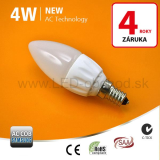 4W stmievateľná LED žiarovka COB, série PREMIUM - E14 (WW,CW) 