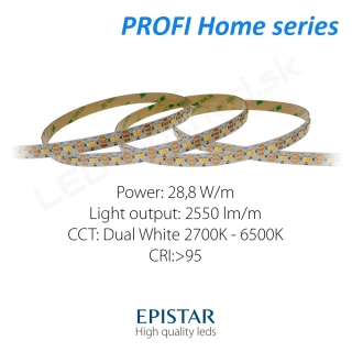 LED pás PROFI Home 28,8W/24V 120 LED/m - Dual White