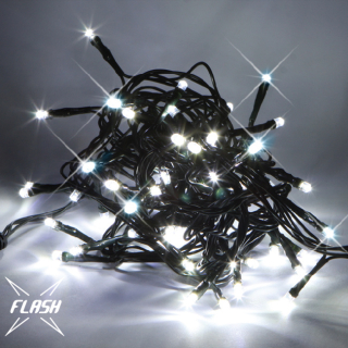 LED svetelná reťaz - FLASH, 5m, ľadová biela, 60 diód, EASY FIX IP44